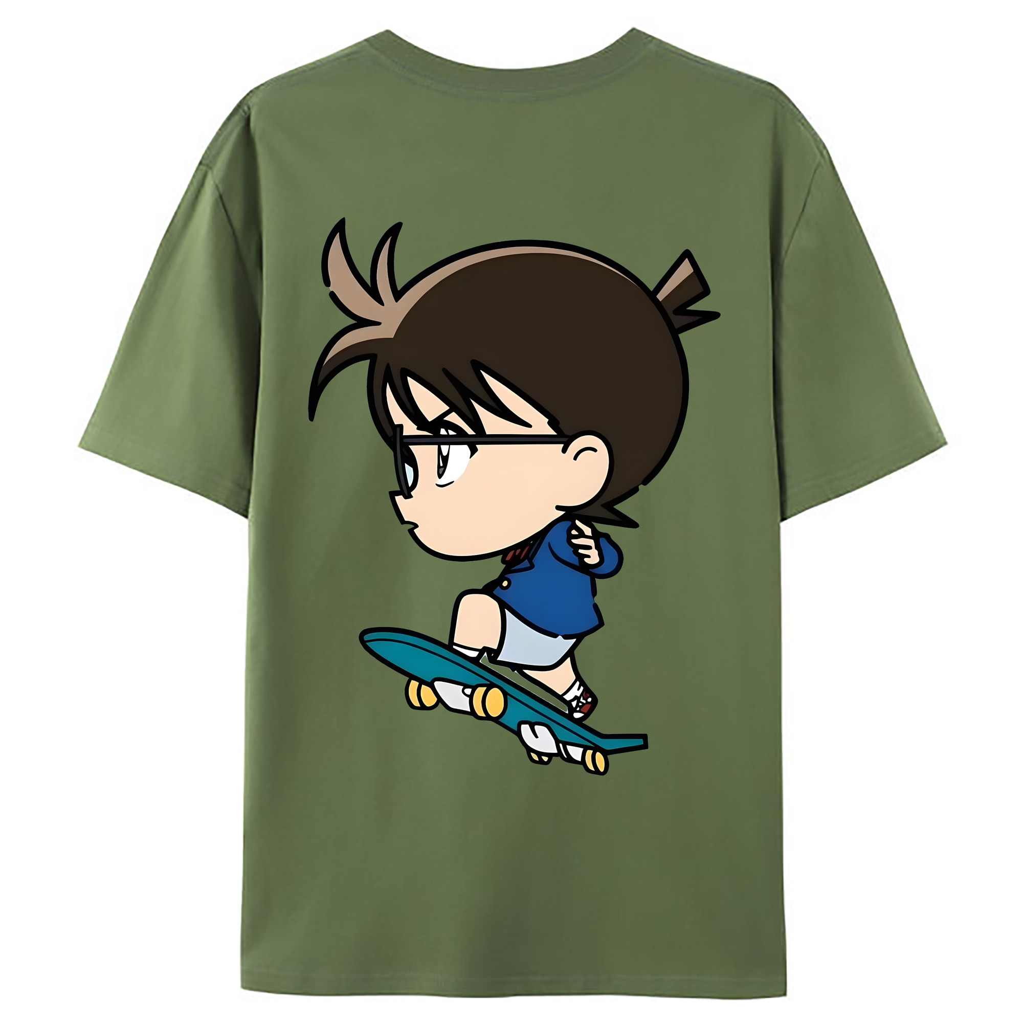 （画像用） 名探偵コナン 江戸川 コナン Detective Conan Conan Edogawa 綿100％ メンズ半袖Tシャツ（バックプリント） 通気性